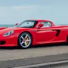Thumbnail of aerial view of Porsche Carrera GT in Guards Red on display