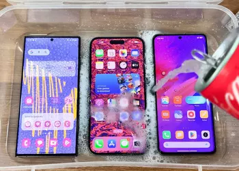 The ice test: flagships Samsung Galaxy S23 Ultra, iPhone 14 Pro Max and Xiaomi 13 Ultra were poured soda on and got frozen (video)
