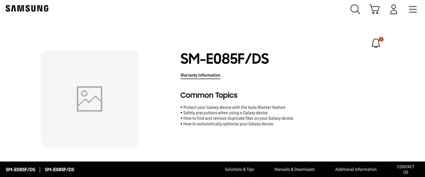 Страница поддержки новых смартфонов Samsung