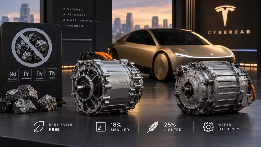Электрический двигатель Tesla Cybercab на презентации