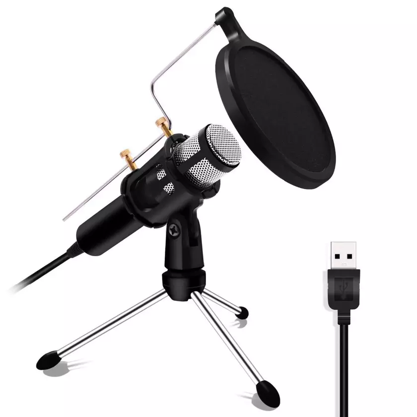 Конденсаторный USB-микрофон Lefon для подкастов и стримов за $17
