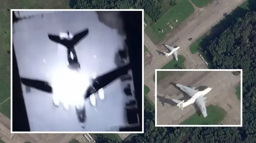 Опубликовано уникальное видео удара украинского беспилотника по военно-транспортному самолёту Ил-76 на территории россии