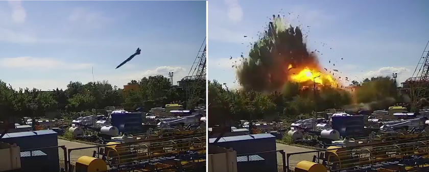 Зеленский опубликовал видео прямого попадания российской ракеты Х-22 в ТРЦ "Амстор" в Кременчуге