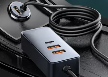 Автомобильное зарядное устройство Baseus с удлинителем, четырьмя портами и мощностью в 120 Вт за $20