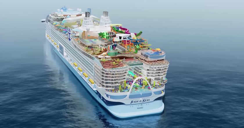 Royal Caribbean International показала лайнер Icon of the Seas с 20 палубами, 40 ресторанами, концертным залом, аквапарком и водопадом – первый корабль в истории, который будет работать на сжиженном газе
