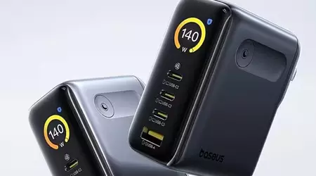 Представлено Baseus 140W — компактний зарядний пристрій з вбудованим TFT-дисплеєм для підключення до чотирьох гаджетів