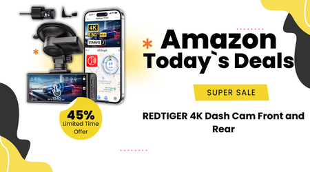 REDTIGER 4K Dash Cam Front and Rear – Complete Road Safety with 45% Mega Discount!