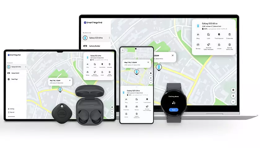 В One UI 6.1 появилось приложение Samsung Find, которое позволяет отслеживать свои устройства и гаджеты членов семьи