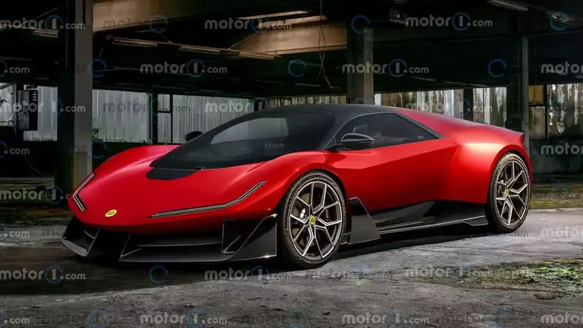 Рендер нового суперкара Lotus в жёлтом цвете