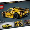 Complete Lego Technic Corvette Stingray C8 model in the background