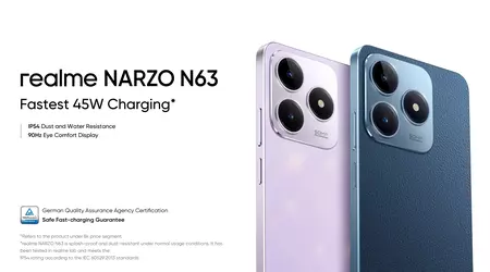 realme NARZO N63: LCD-дисплей на 90 Гц, чип Unisoc T612, зарядка на 45 Вт і захист IP54 за $100