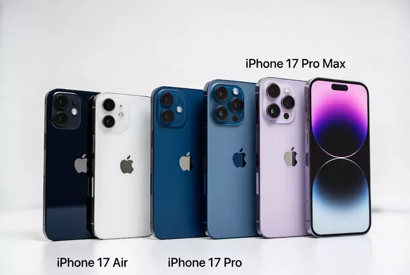 Линейка смартфонов iPhone 17 разных цветов