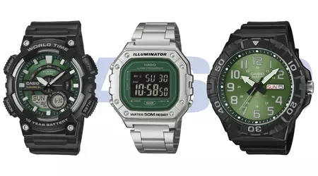 Casio introduced three new watches with green dials, one model received a battery with a lifespan of up to 10 years
