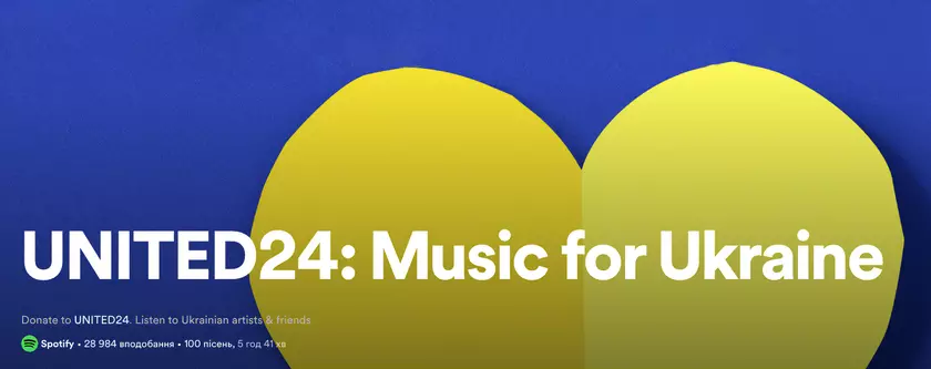 Слушай музыку и помогай украинским врачам: фонд UNITED24 и Spotify создали плейлист Music for Ukraine