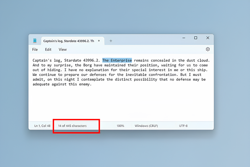 Стандартное приложение Notepad в Windows 11 получило поддержку подсчета количества символов в документе