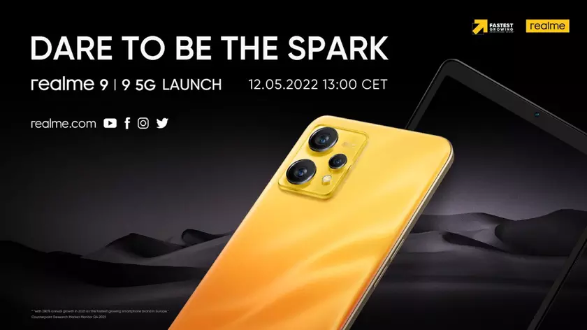 Смартфоны realme 9 и планшет realme Pad Mini дебютируют в Европе на следующей неделе