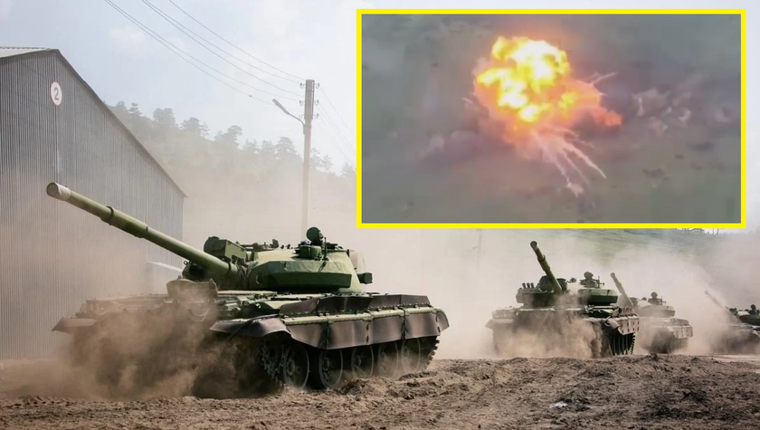 Вооружённые Силы Украины уничтожили российский танк-камикадзе Т-62 с 6000 кг тротила