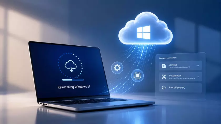 Интерфейс восстановления Windows 11 через облачные сервисы