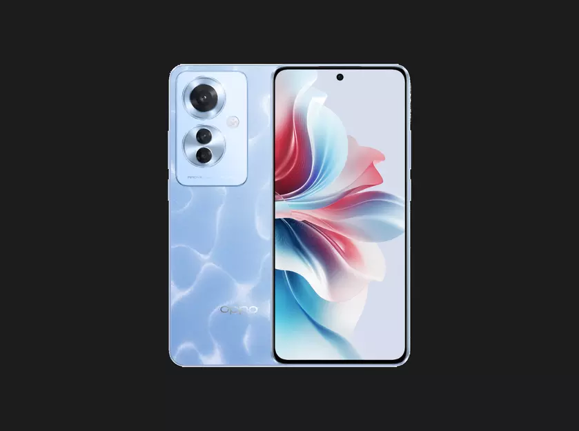 Три цвета, AMOLED-дисплей на 120 Гц, чип Dimensity 7050 и защита IP65: инсайдер опубликовал изображения и характеристики OPPO Reno 11 F 5G