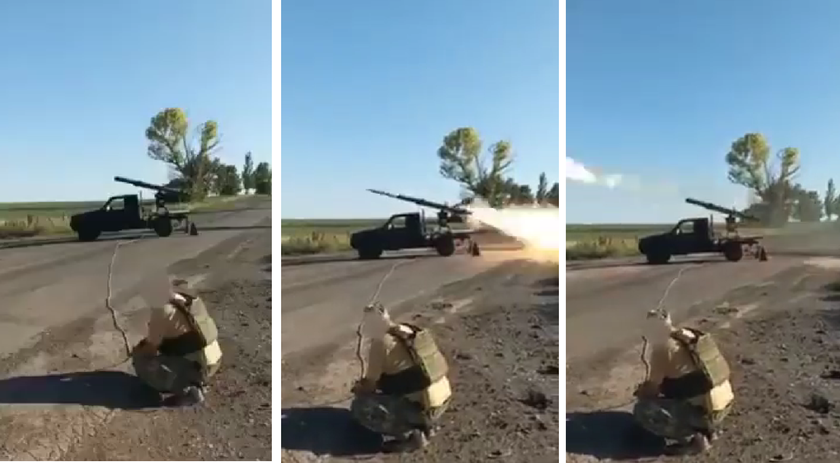 Украинские военные показали в действии «самодельную» РСЗО «Град» на шасси гражданского автомобиля
