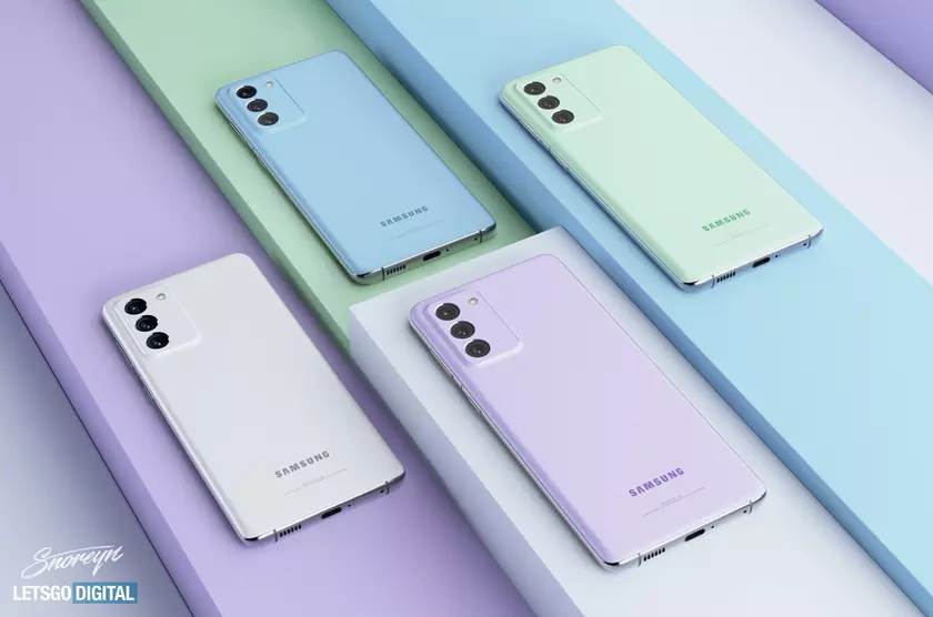 Samsung Galaxy S21 FE появился на качественных изображениях с плоским экраном, тройной камерой и новыми расцветками
