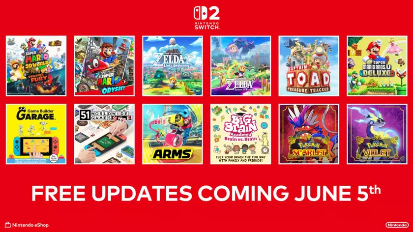 Nintendo Switch 2: Бесплатные обновления для новых игр