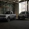 Slate electric open-top pickup truck.