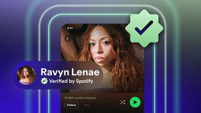 Зелёная галочка верификации на странице музыканта в Spotify