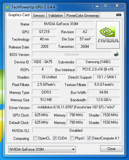 видеокарта в ноутбуке Samsung R428