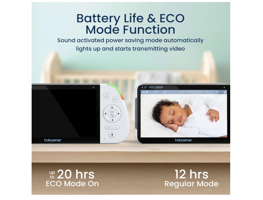 Moniteur pour bébé Babysense 5.5 1080p Split-Screen