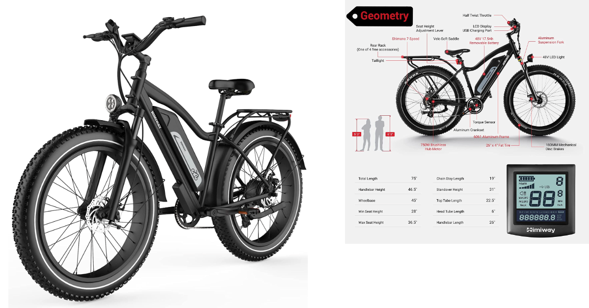 Himiway Cruiser Fat Tire meilleur vélo électrique pour les grands