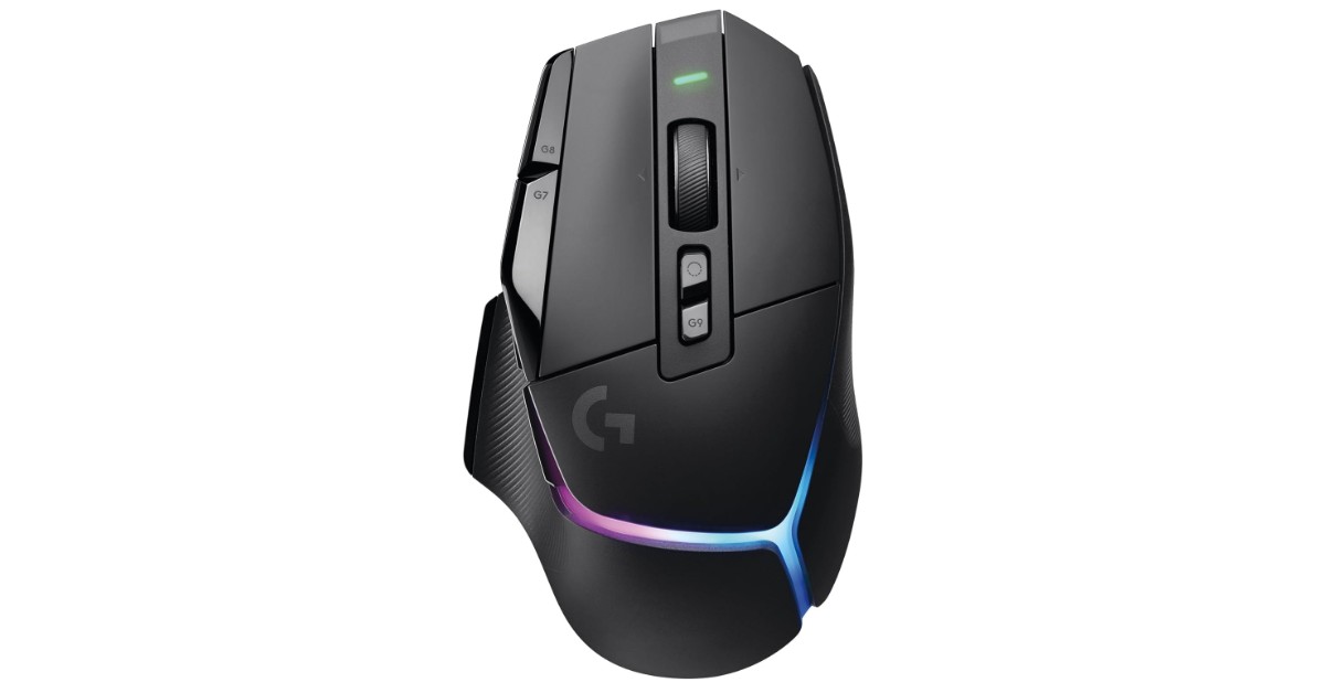 Logitech G502 X PLUS Lightspeed gaming mouse with side buttons