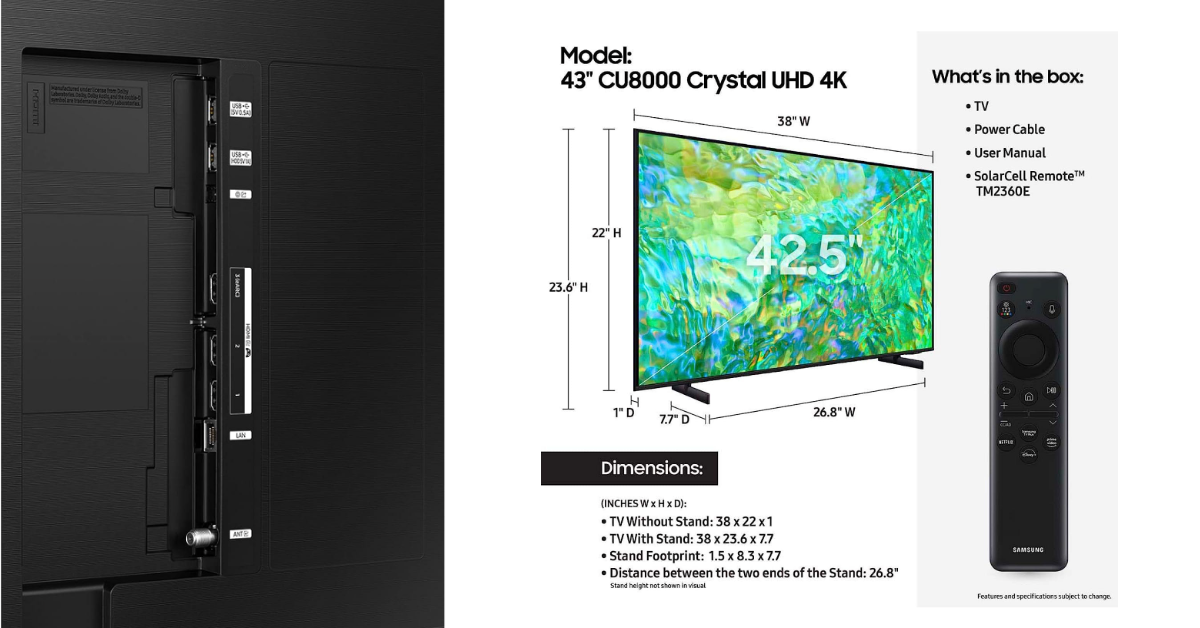 SAMSUNG Class Crystal CU8000 best smart tv for seniors