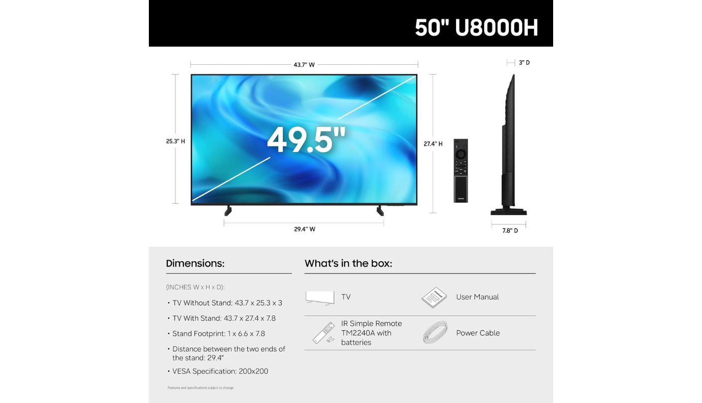 Samsung Crystal UHD U8000H cheap 50 inch smart TV