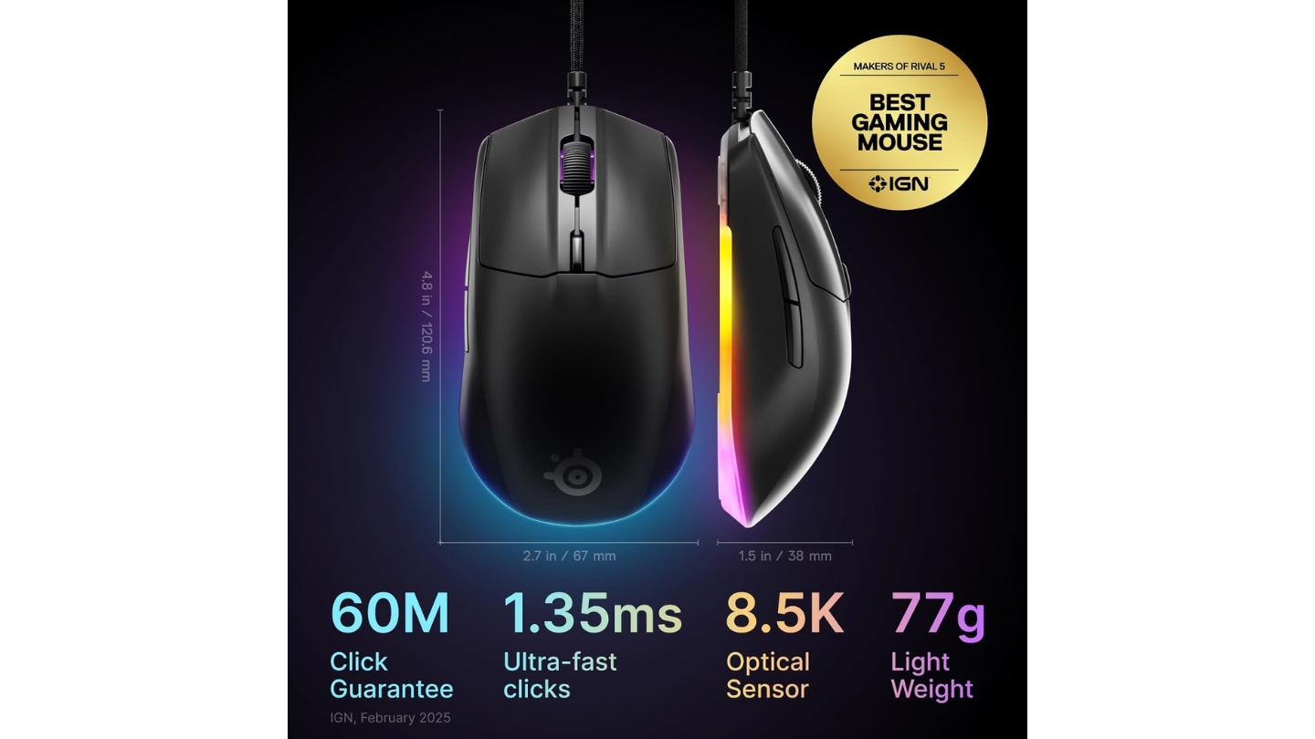 Souris de jeu SteelSeries Rival 3 Gen 2 à moins de 50