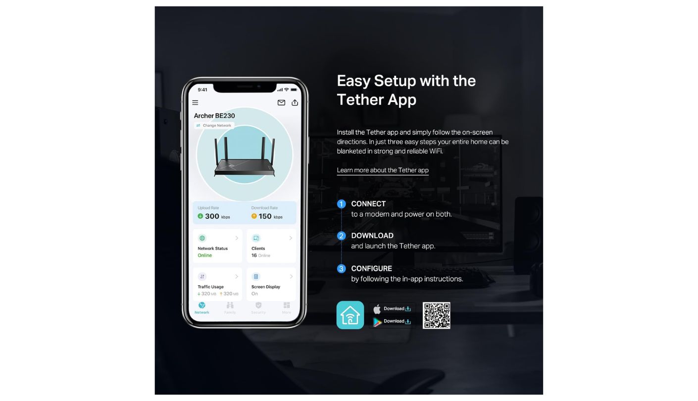 TP-Link Archer BE230 wifi router for apartment buildings
