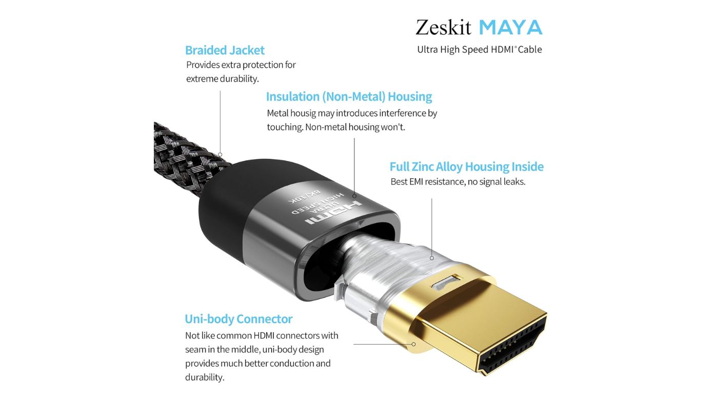 Zeskit Maya Certified 48Gbps HDMI 2.1 cable gaming