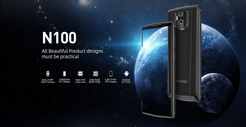 DOOGEE N100: смартфон із акумулятором на 10 000 мАг, подвійною камерою на 21 Мп та чіпом MediaTek Helio P23
