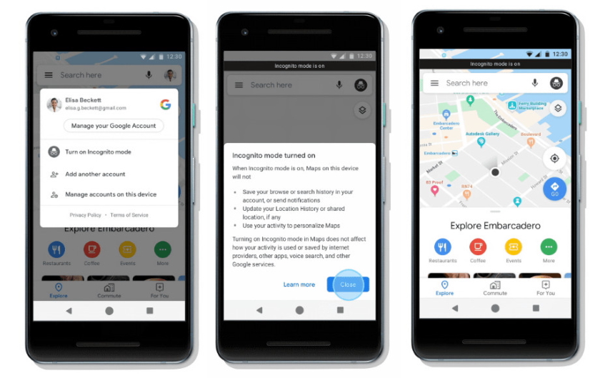 В приложении Google Maps появился режим инкогнито