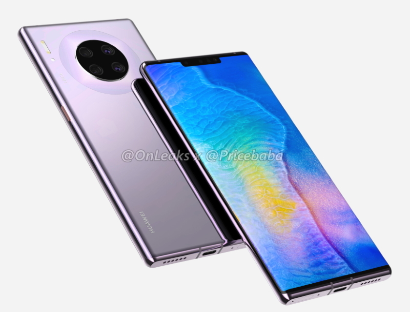 Huawei Mate 30 Pro на якісних рендерах: кругла камера з чотирма модулями та дисплей із вирізом для датчиків Face Unlock