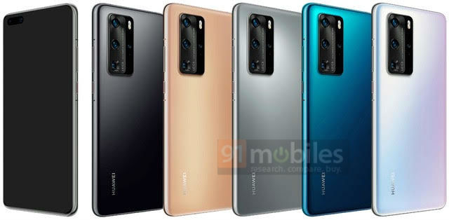Huawei P40 Pro на официальных пресс-рендерах: пять цветов, «дырявый» экран и квадро-камера (обновлено)