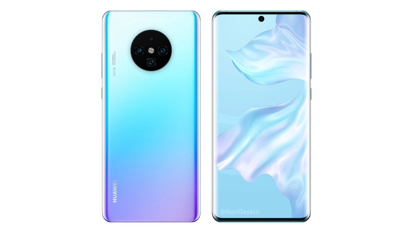 Huawei Mate 30 Pro на концепт-рендере: экран с отверстием по центру и круглая камера с четырьмя модулями