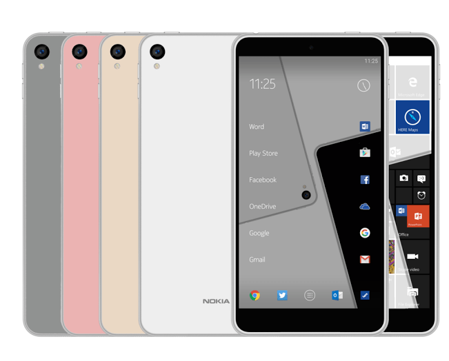 Новые рендеры смартфона Nokia C1 в версиях на Android и Windows 10