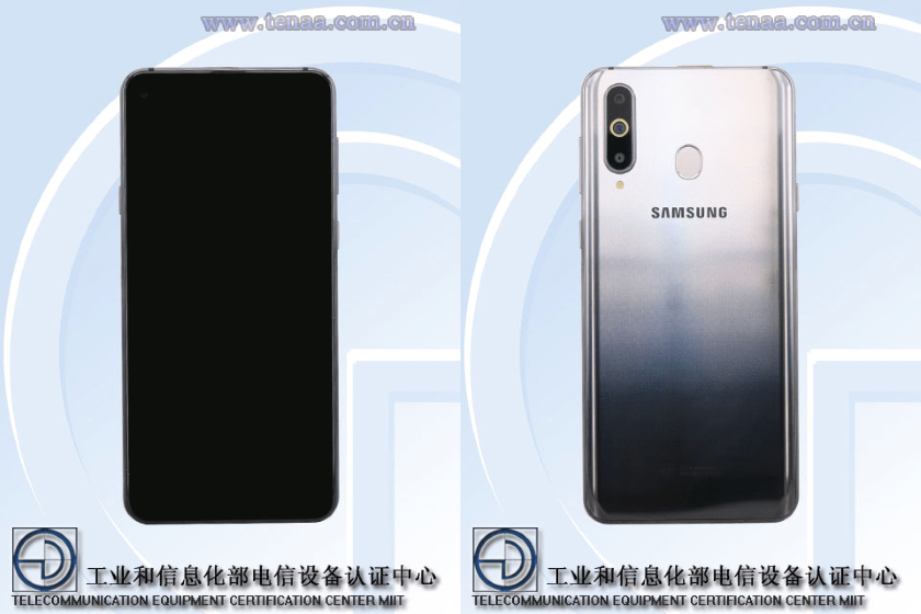Фото Samsung Galaxy A8s в TENAA: тройная основная камера и градиентная расцветка корпуса