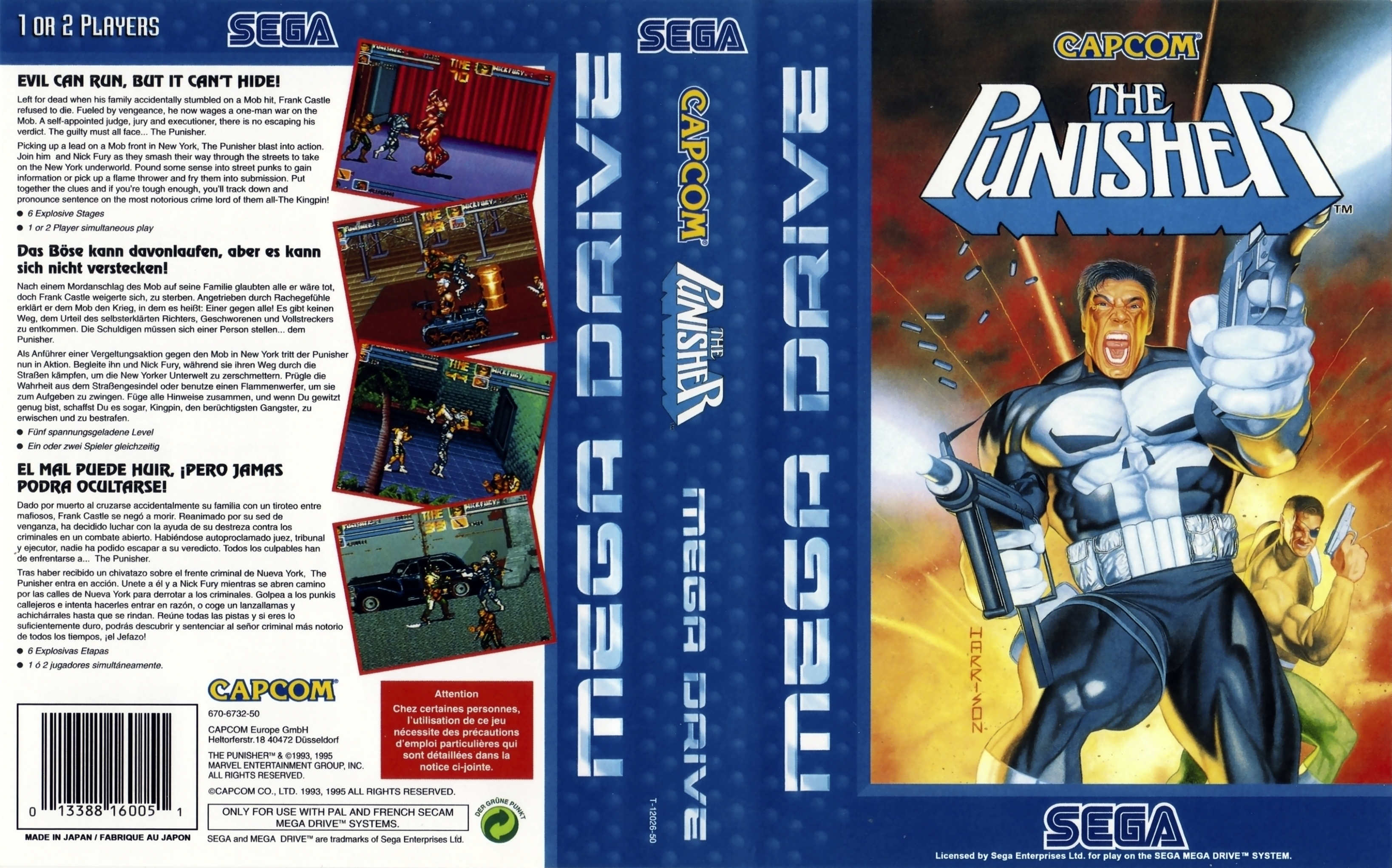 Boîte européenne de The Punisher sur Mega Drive