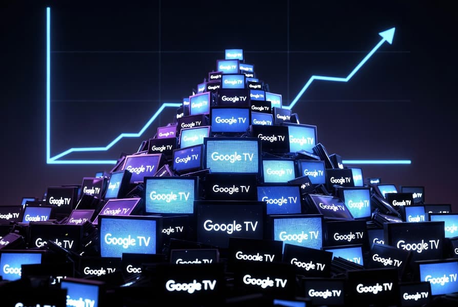 Интерфейс Google TV на экране современного телевизора