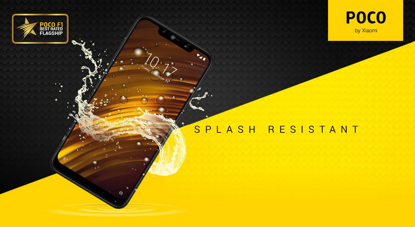 Pocophone F1 защищён от брызг и поддерживает Quick Charge 4.0