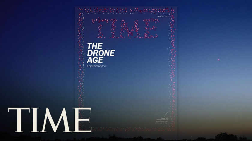 Time сделал 100-метровую обложку из 958 дронов Intel (видео)