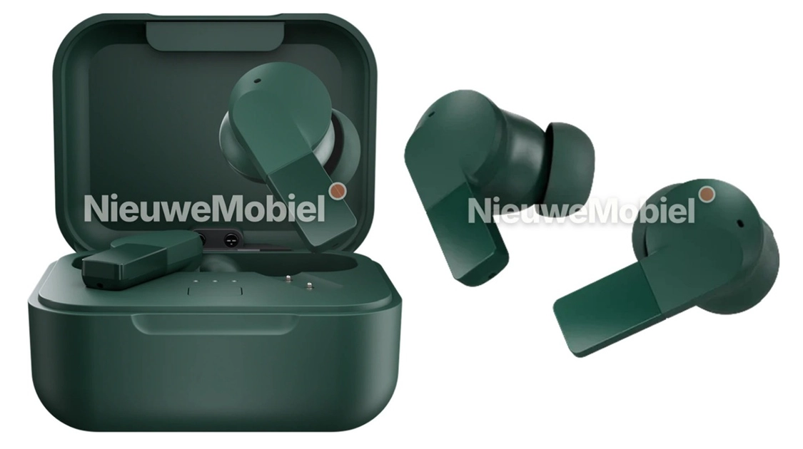 Les Fairbuds 2 de Fairphone en coloris noir et vert, avec leur boîtier de charge revu.