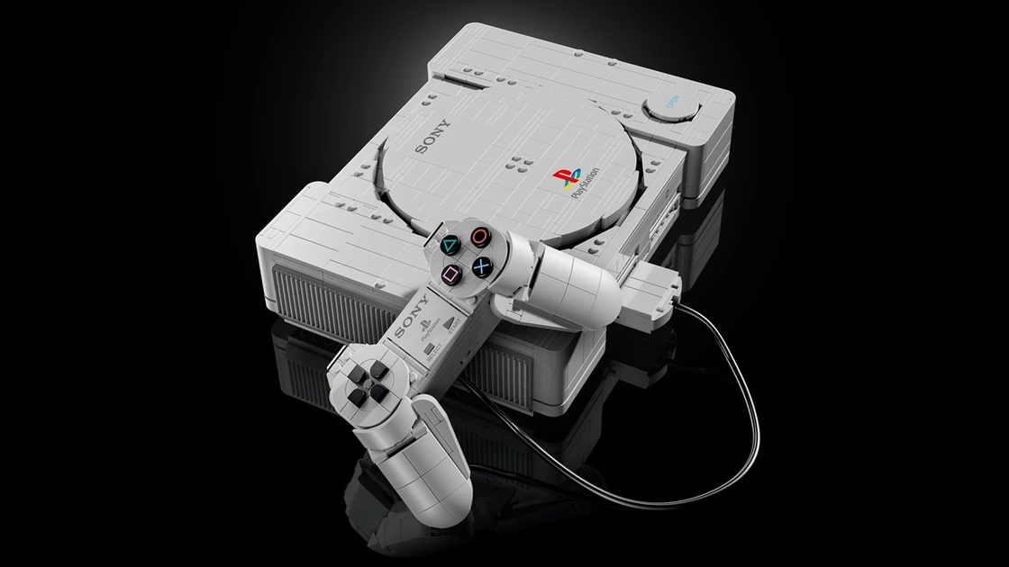 The LEGO PlayStation set recreates the original 1994 console at near 1:1 scale with 1,911 pieces.